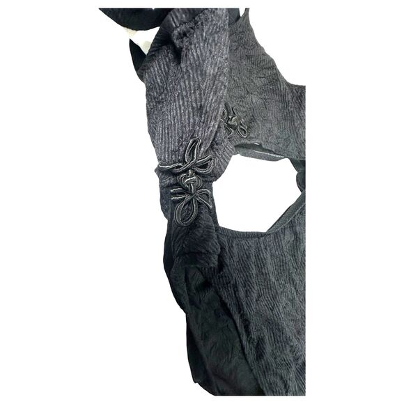 Jantzen Vintage 90s One Piece Monokini Bathing Suit Black Embellished Size 10 - Picture 5 of 6